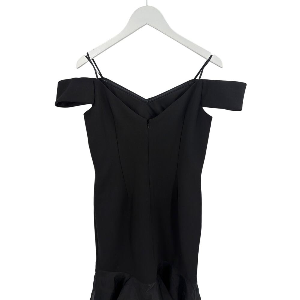 Aidan Mattox Women's Black Bonded Crepe Off The Shoulder Mermaid Gown Size 16 - Picture 7 of 12